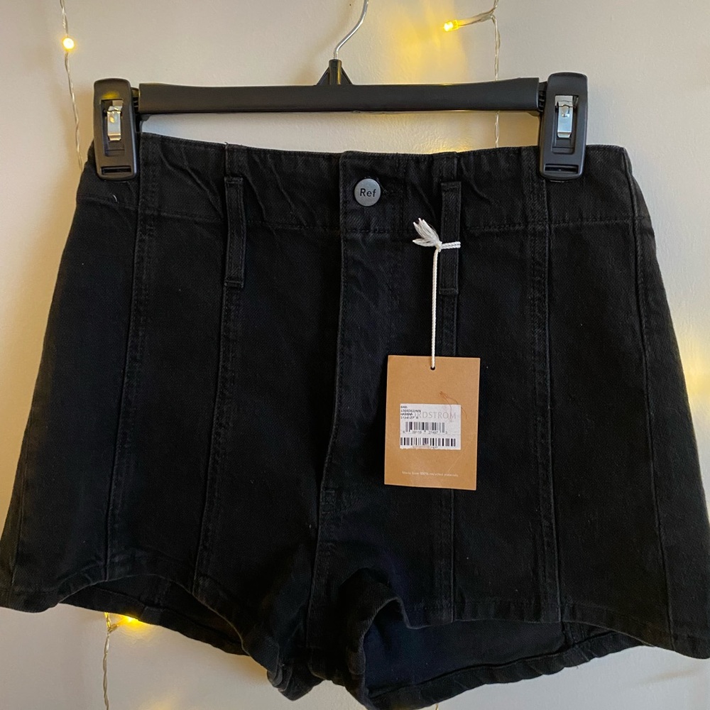 Reformation black denim high waited shorts. NWT size 27
